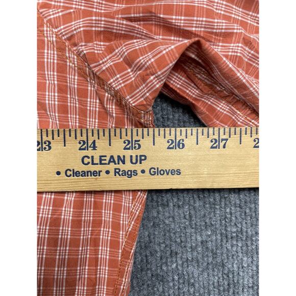 Eddie Bauer Button Down Shirt Men's XL Orange Check Long Sleeve Outdoor Fall - Picture 6 of 9